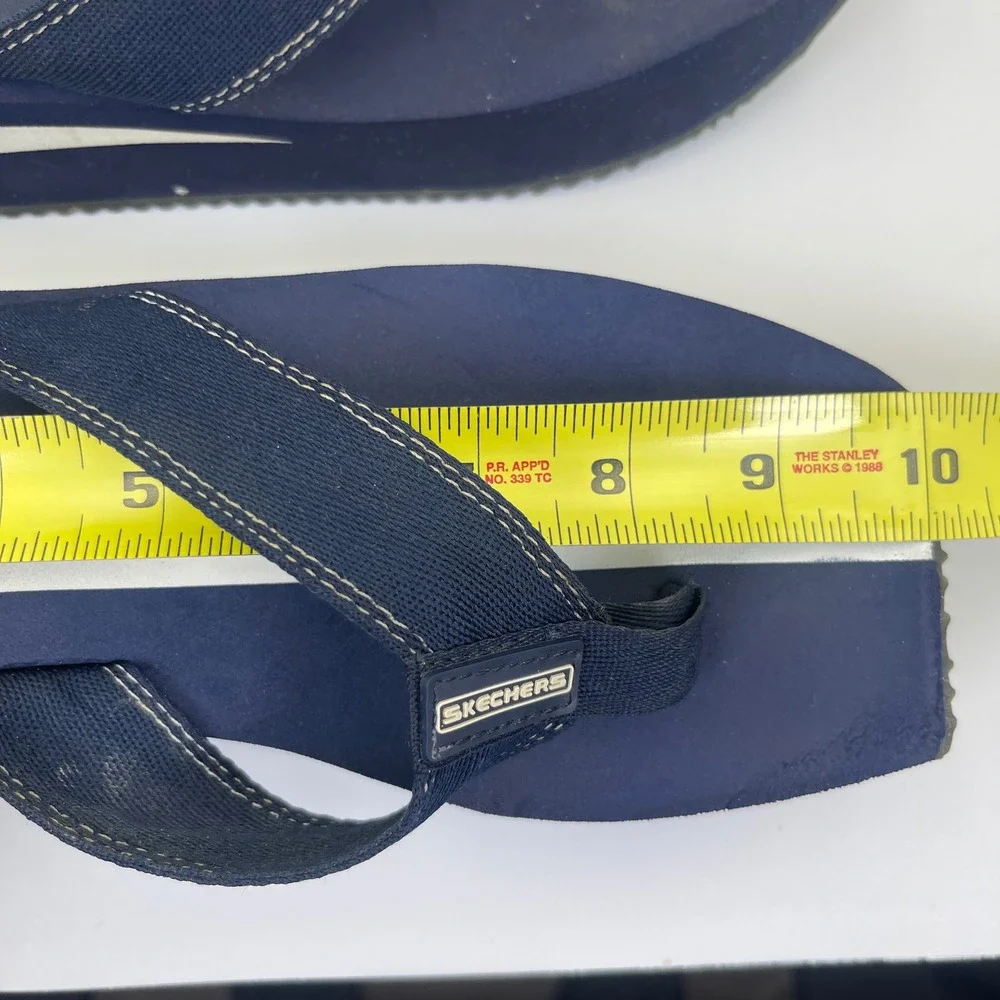 Somethin Else‎ Skechers Platform Flip Flops Womens 10 Navy Good Y2K Chunky